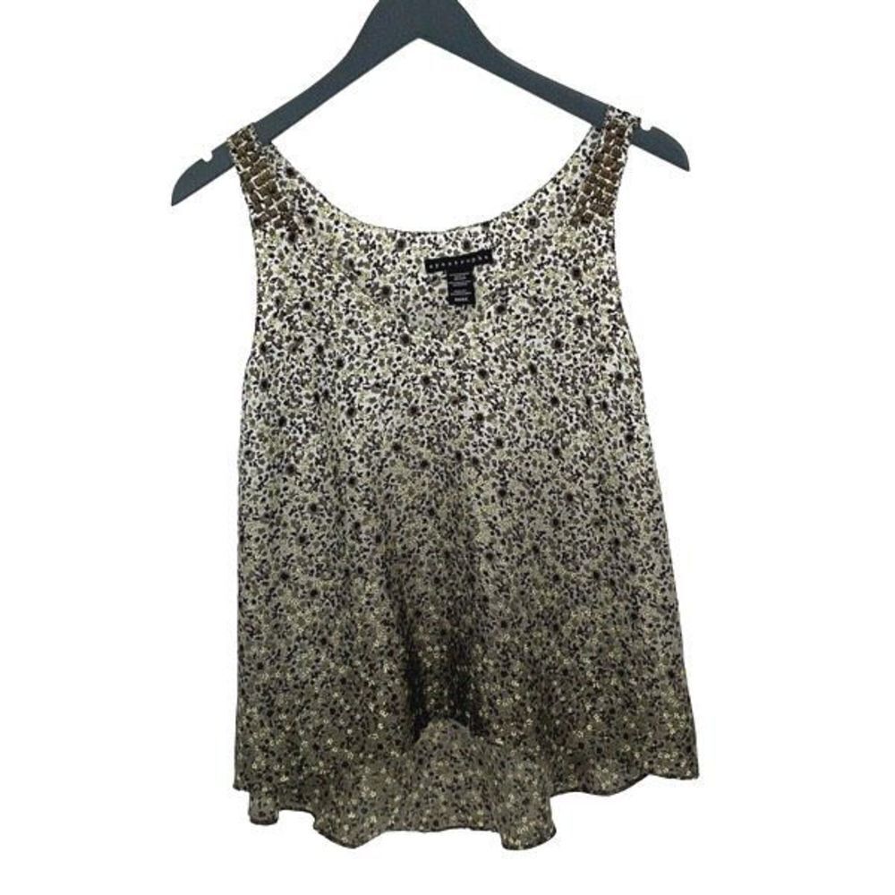 Apostrophe Women's Floral Embroidered Sleeveless‎ Blouse Top Multicolor Size XS